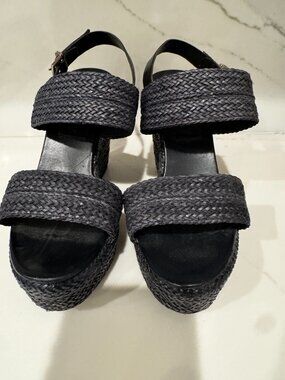Blue Woven Wedge Shoes size 6 1/2